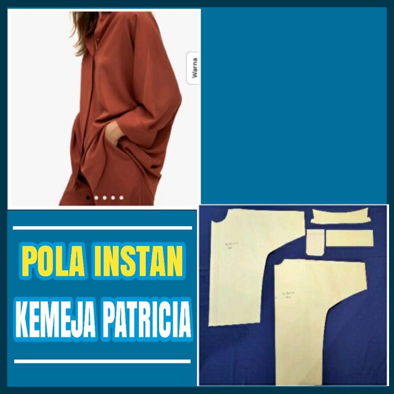 Pola instan Kemeja Badwing PATRICIA - pola jiplak - pola Baju Firdaus Busana
