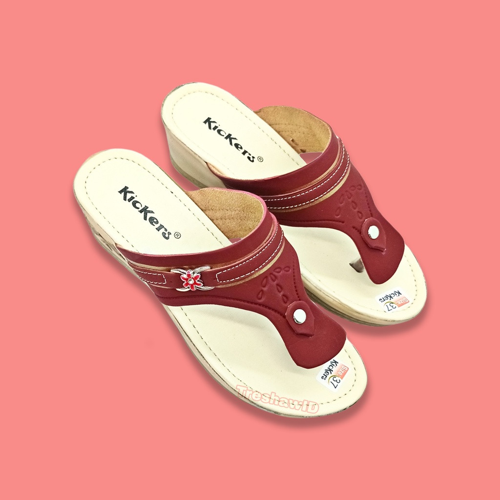 Sandal Wedges Wanita Kickers Terbaru Trendy