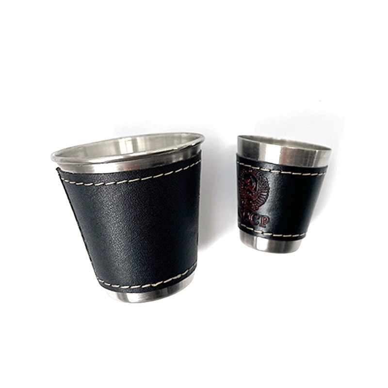 Gelas Outdoor Camping Travel Mug Stainless Steel 70ml 4PCS - MCY-66 - Black