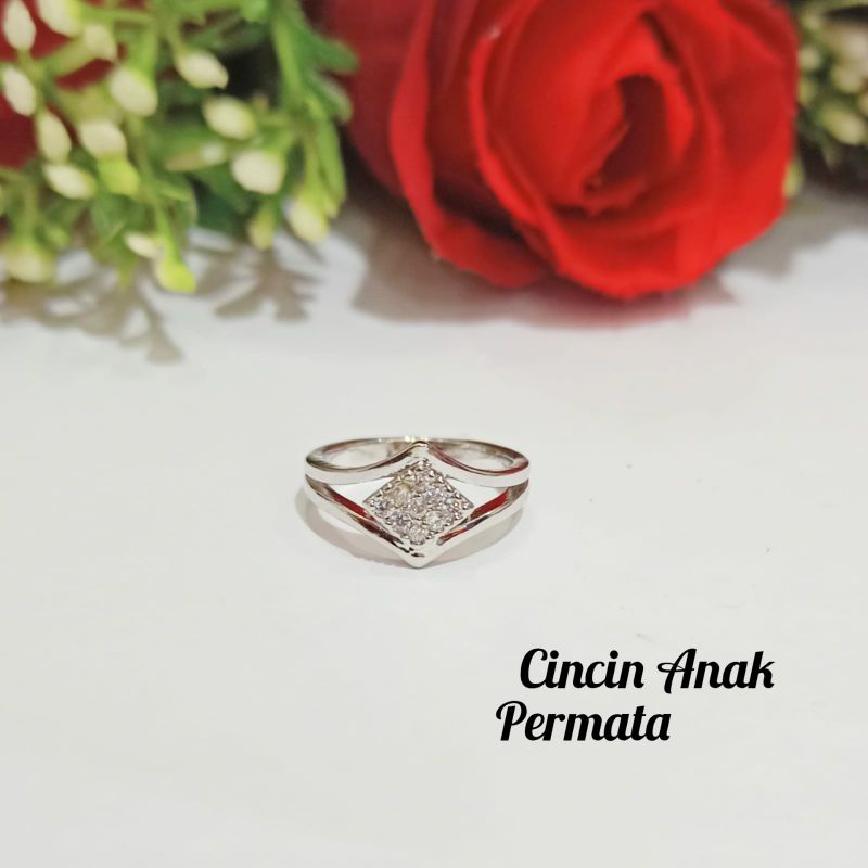 Cincin Anak Permata Zircon Silver limited edition (COD)