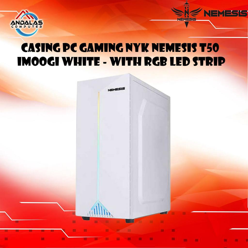 CASING PC Gaming NYK Nemesis T10 T50 SCYLLA Black &amp; White - Tempered Glass - Hitam