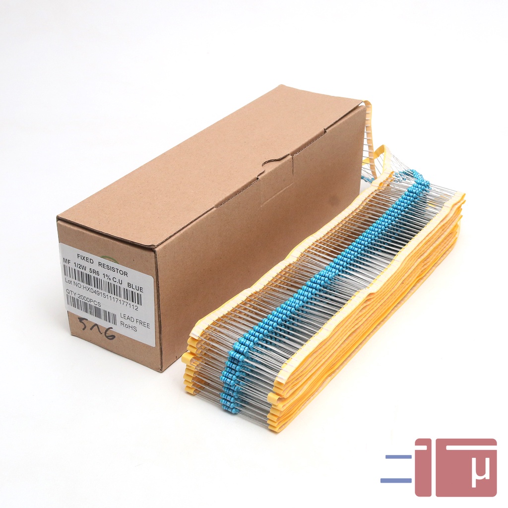 x10 Resistor 5R6 5.6 Ohm 1/2W Metal Film 1% Taiwan Kaki Tembaga