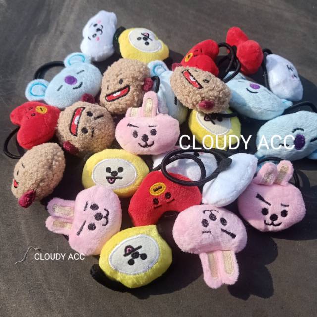 Kuncir rambut BTS BT21 kunciran bahan boneka BTS lucu