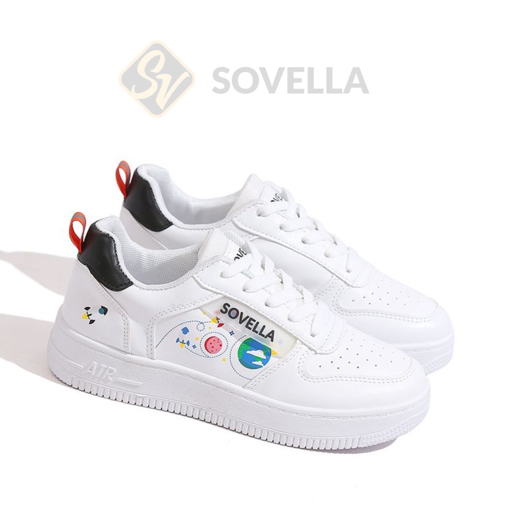 SOVELLA Laura Sepatu Sneakers Olahraga Simple Putih Polos Wanita Import-1