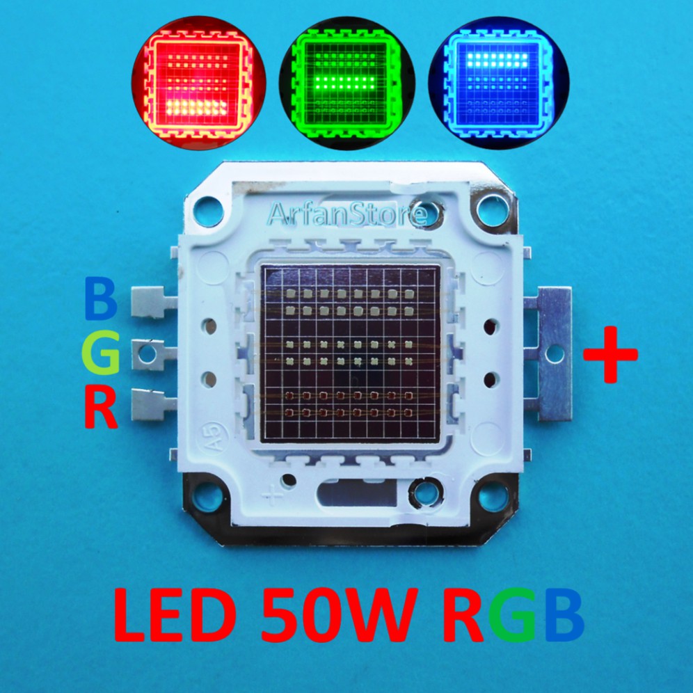 High Power LED HPL 50W RGB RED GREEN BLUE MERAH HIJAU BIRU 460-625nm