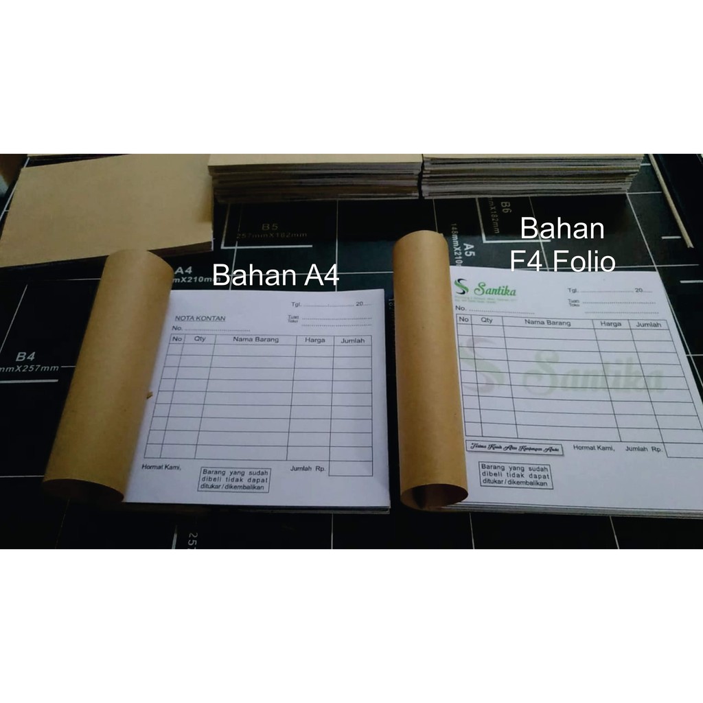 

BUKU NOTA KONTAN KECIL 1/6 HVS 1PLY / NOTA KONTAN 1 RANGKAP ISI 50 LBR