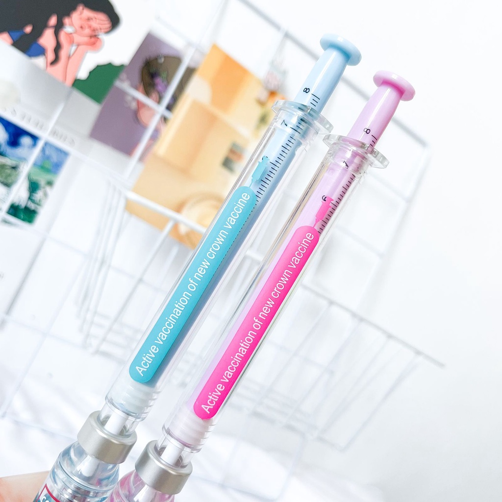 Pulpen Suntik lucu hiasan Gel karakter Stationery Pen Pena Suntik tinta hitam Berkualitas Kado Unik Souvenir Alat Kantor-3