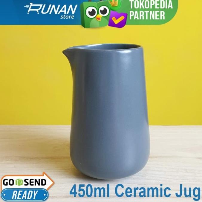 Ceramic Milk Jug Susu Cafe Barista Kopi - Gelas Susu Unik Keramik ABU -Diskon Besar