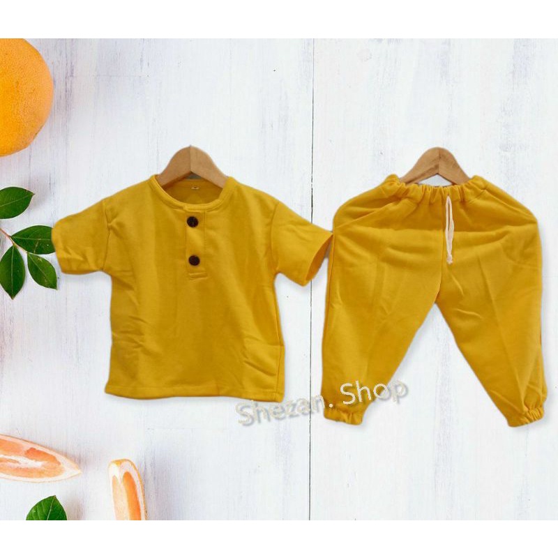 SETELAN KIANO CELANA PANJANG SETELAN ANAK MURAH BAJU ANAK-Kuning