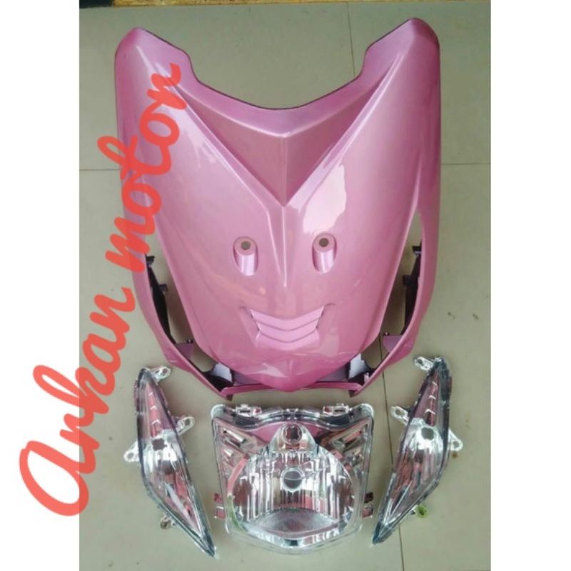Tameng depan beat karbu fullset plus lampu depan lampu sen beat karbu