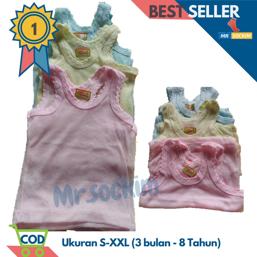 Kaos Dalam Anak Perempuan dan Laki laki warna 1 tahun sampai 8 tahun Diana Jojo Win win 6 Pcs