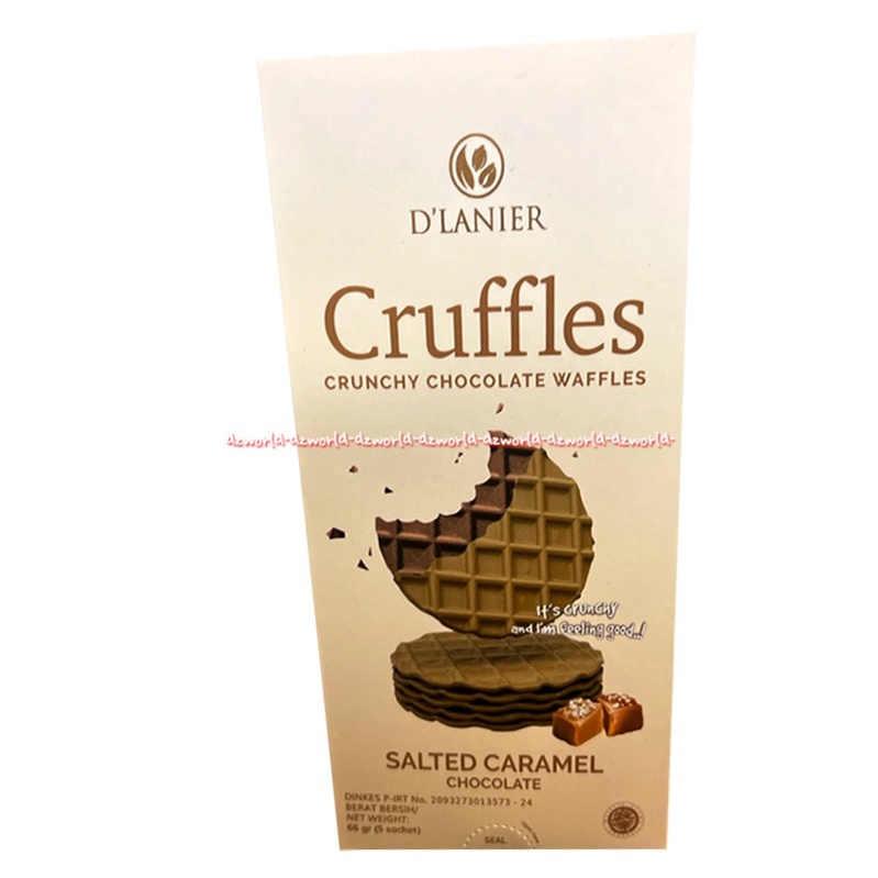 D'lanier Cruffles Crunchy 66gr Chocolate Waffles Salted Caramel Chocolate Dark Milk Caffe Latte Biskuit Wafel Krim Coklat Dlanier Krafel Crufles Kraffel