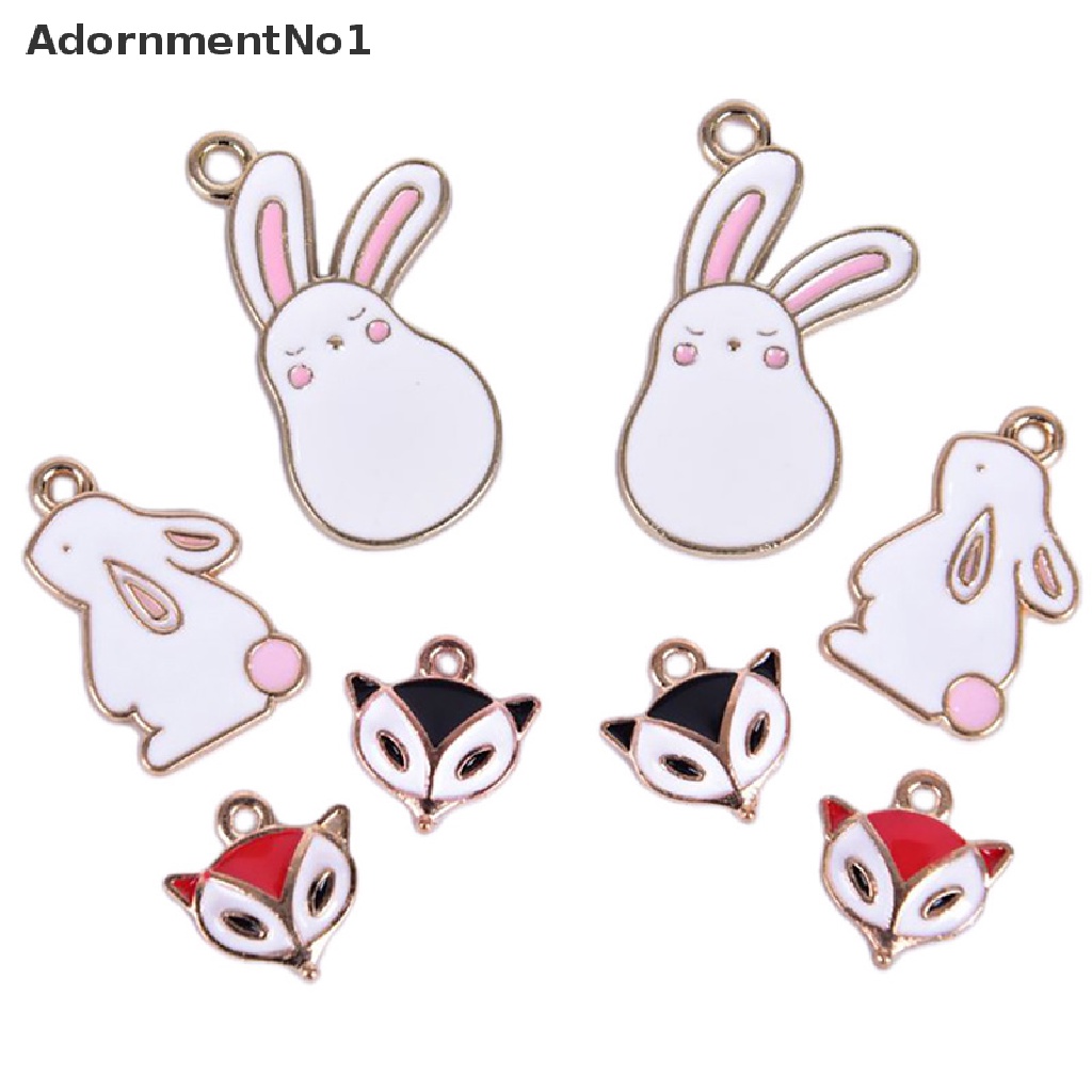 (AdornmentNo1) 10pcs / Set Liontin Bahan Alloy Desain Rubah / Kelinci Enamel Untuk Membuat Perhiasan DIY