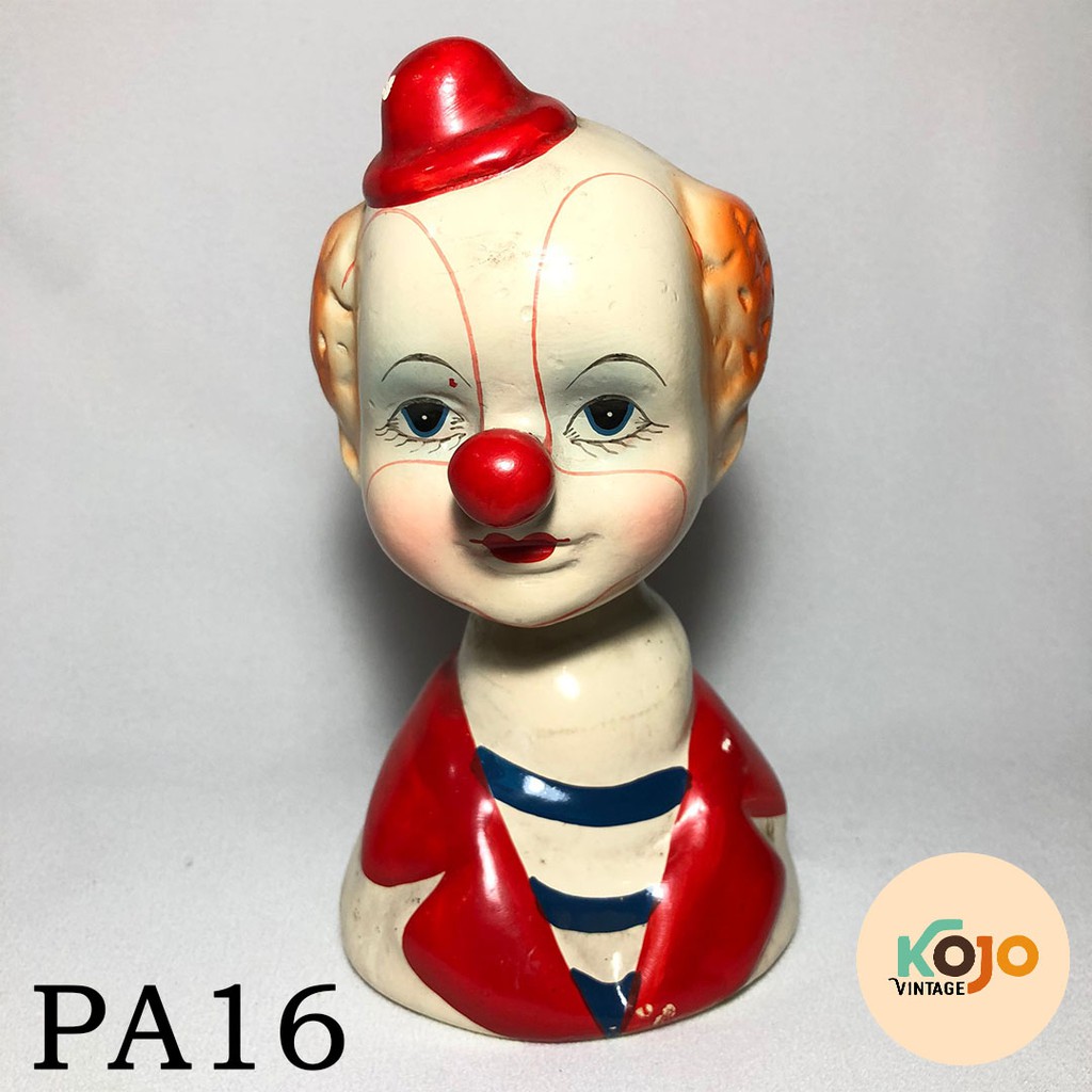 Pajangan Patung Badut Kepala Goyang Keramik Vintage Jadul Retro Classic Klasik