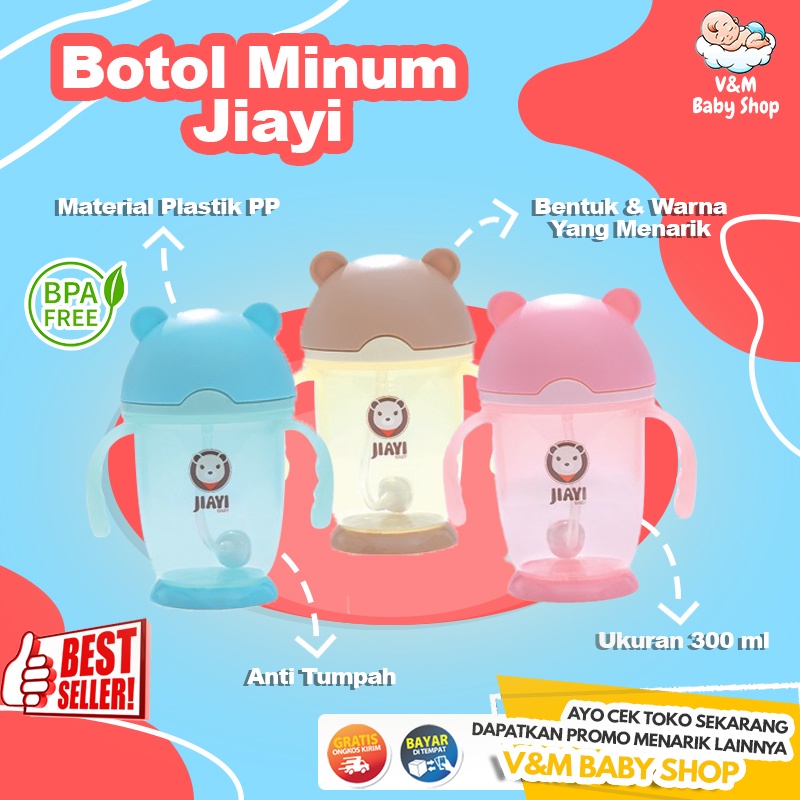 VnM081 | JIAYI Botol Minum Air Bayi / Baby Feeding Bottle Anti Colic Anti Tumpah / Baby Training Cup / Botol Minum Bayi / Botol Minum Anak