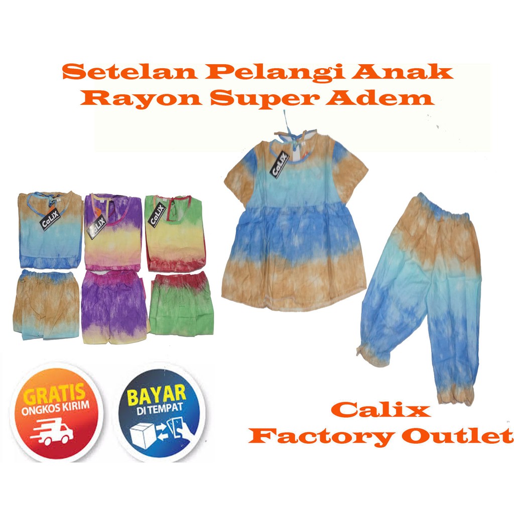 Setelan Pelangi Anak Rayon Super Adem