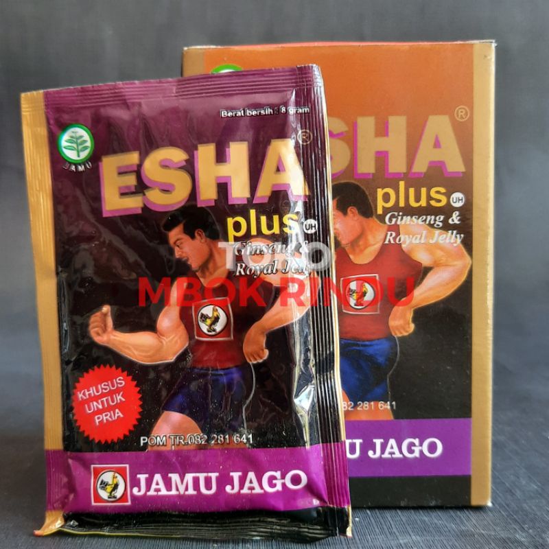 

Jamu Memelihara Stamina Esha Plus / SH plus Ginseng & Royal Jelly Jamu Jago (Isi 10 Sachet)