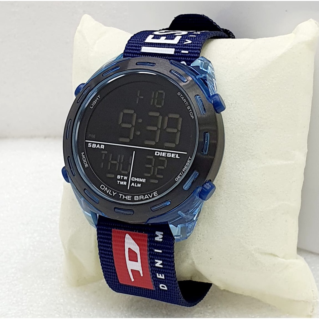 JAM TANGAN PRIA DIESEL DIGITAL LED TALI KANVAS DIAMETER 4,7 CM