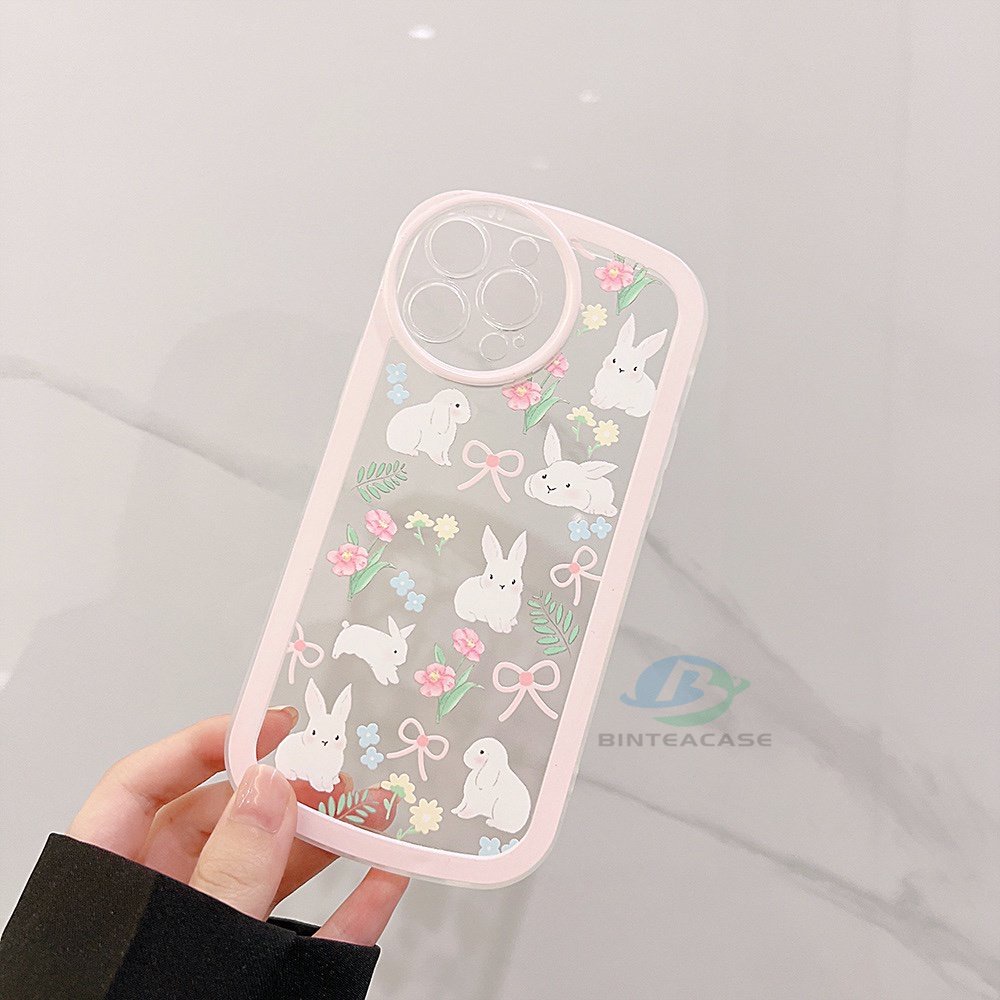 Casing TPU OPPO A78 Reno 8T 4G A57 2022 A15 A16 A16K A54 A53 A12 A5S A7 A3S A31 A52 A83 A92 A37 F9 A1K F1S Motif Kelinci Pink