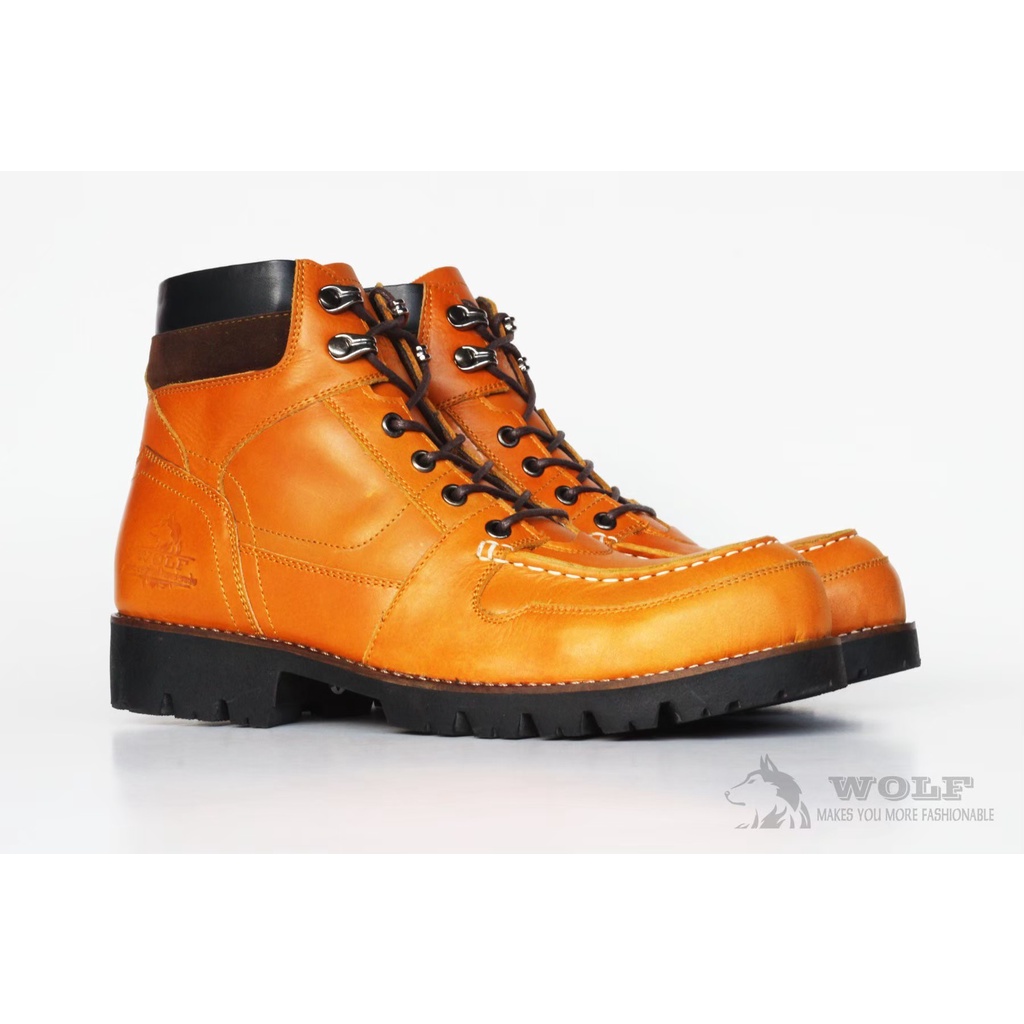 Sepatu Safety Boots Pria Ujung Besi Sepatu Rotweiller Original Handmade Bahan Kulit Sepatu safeti