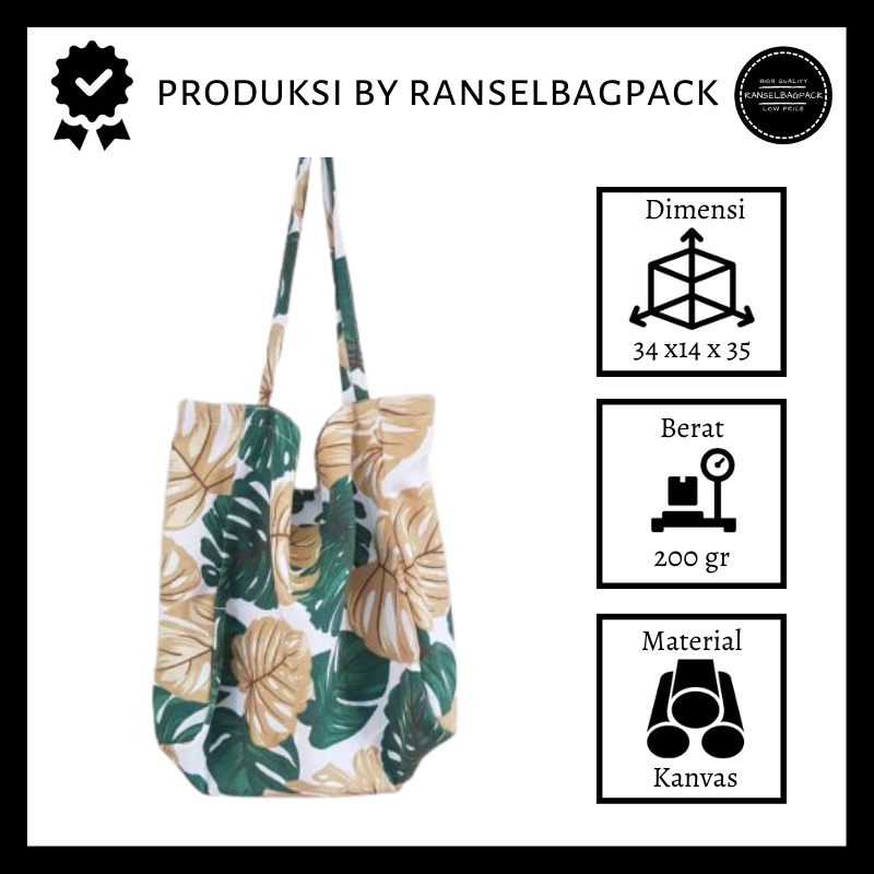 Tas Tote Bag Samping Selempang Hand Bag Gaya Simple Kasual Kekinian Murah Terbaru Kanvas Motif Polos Perempuan Wanita Cewek