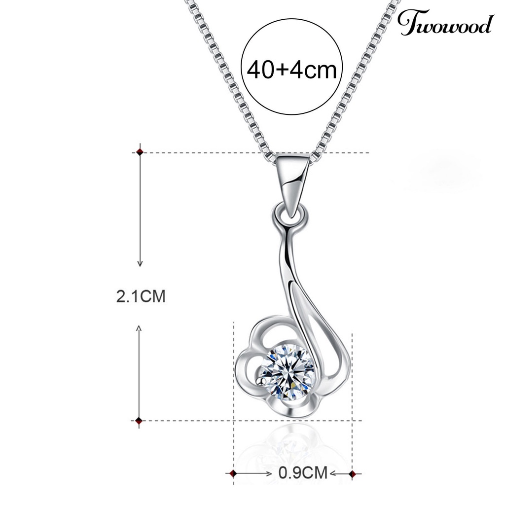 Twowood SILVERHOO 925 Silver Cute Women Necklace Flower Circle Cubic Zirconia Pendant Necklace for Party