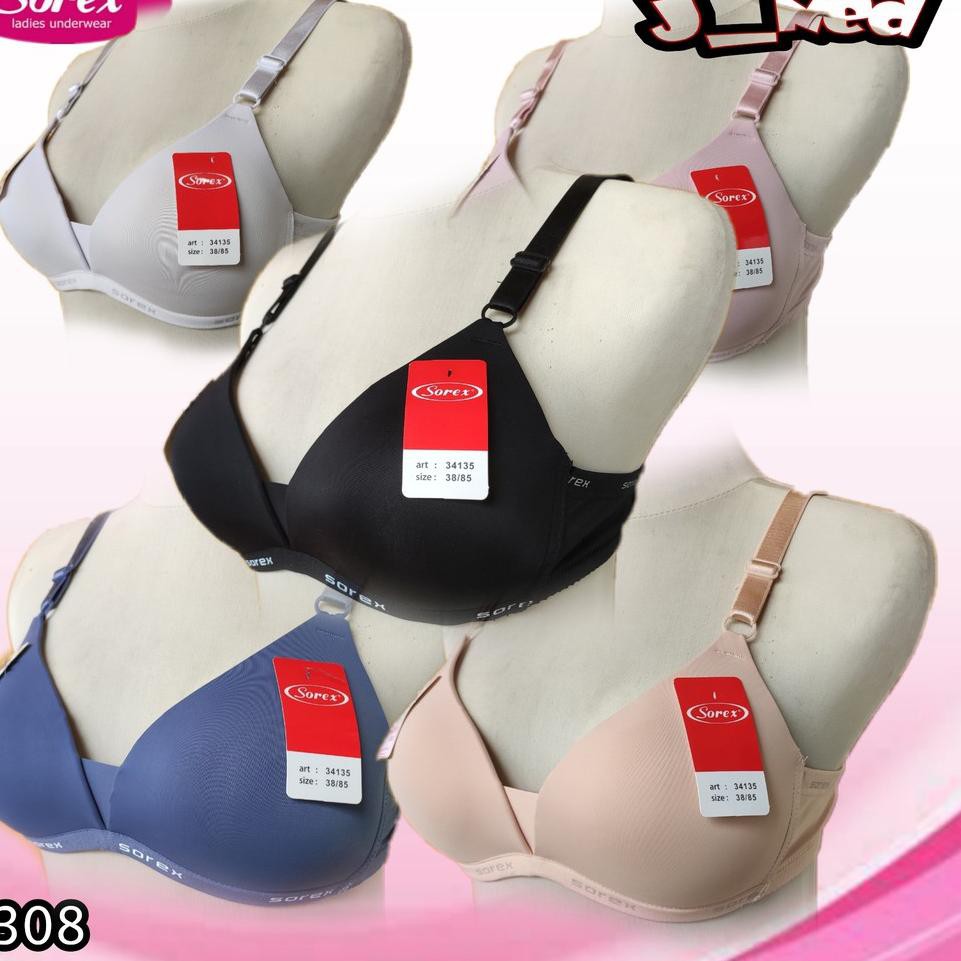 G308 | BRA BUSA TANPA KAWAT | BRA CUP SEDANG 34B - 38B | BRA TIGA PENGAIT | BRA ORI  3413 BJD