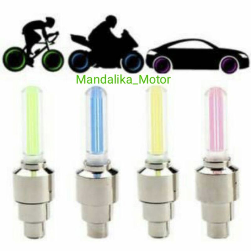 Sepasang tutup Pentil Stick stik LED ban mobil motor sepeda 2pcs