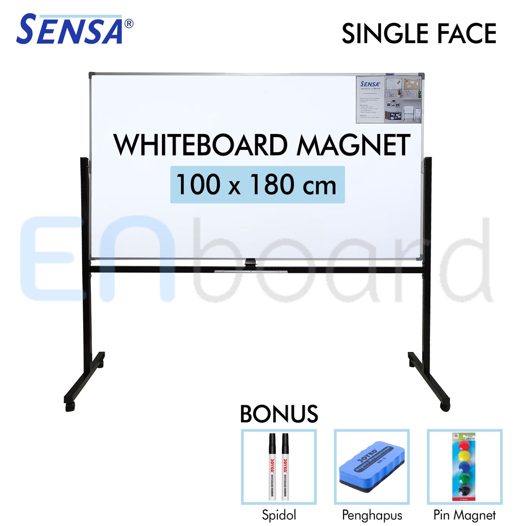 

Papan Tulis Whiteboard / White Board Standing Magnet Single Face Sensa 100 x 180 cm