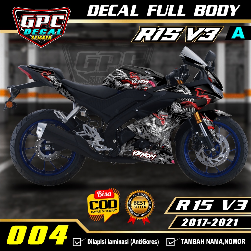 DECAL FULL BODY Stiker Striping Variasi R15 V3 2017-2021-Desain VENOM GPC 004