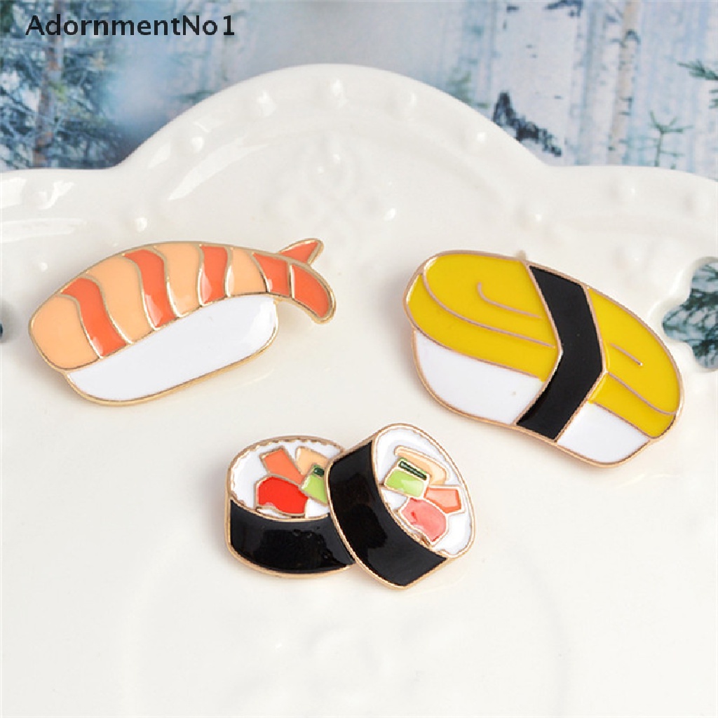 (AdornmentNo1) 3pcs / Set Bros Pin Enamel Bentuk Sushi / Makanan Jepang Untuk Aksesoris Pakaian