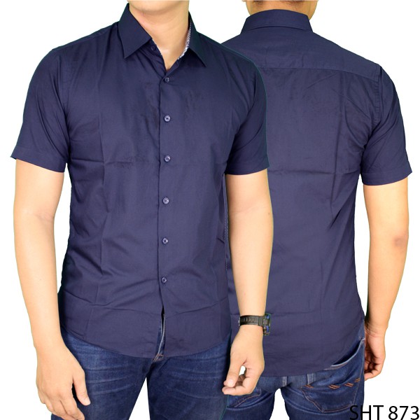 Kemeja Lengan Pendek Polos Slim - SHT 873