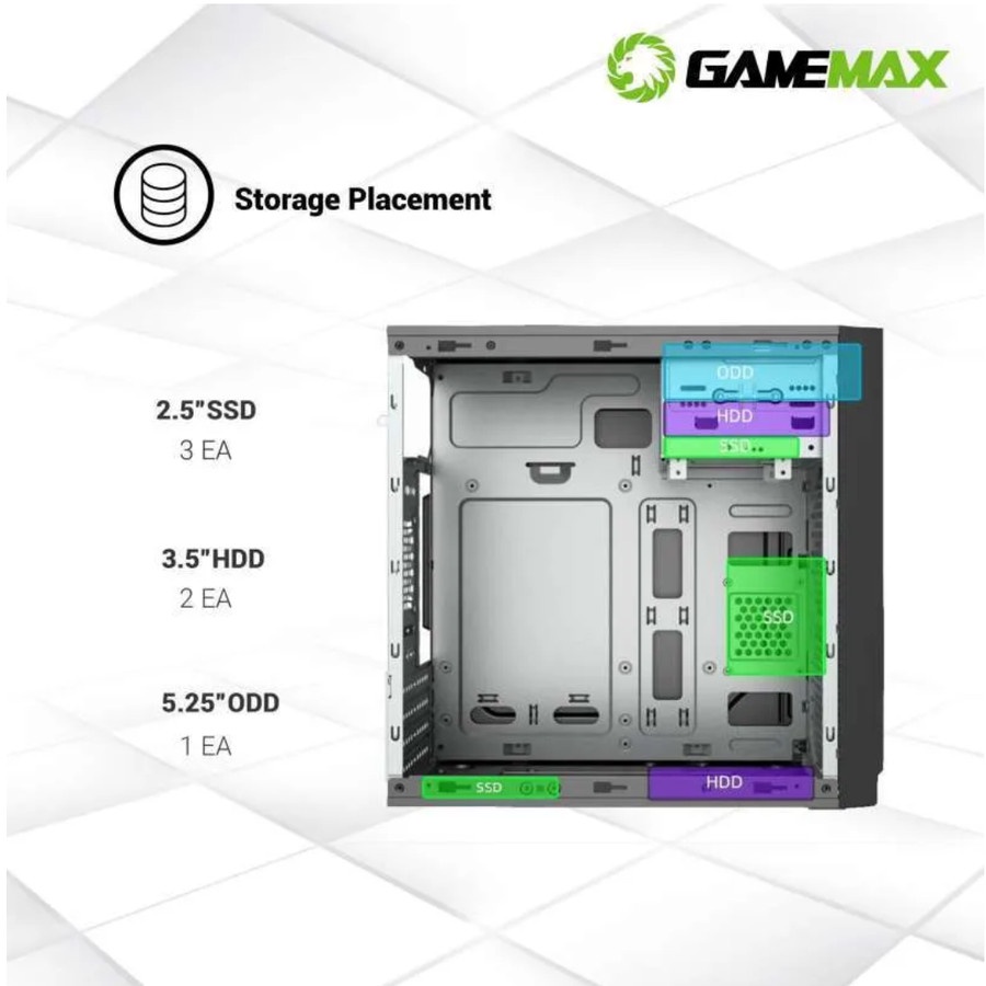 Casing Gamemax Airmax 6502 Micro-ATX PC Case with PSU 500W