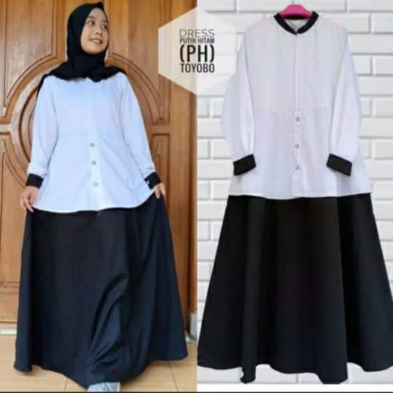 GAMIS PDH HITAM PUTIH STELAN