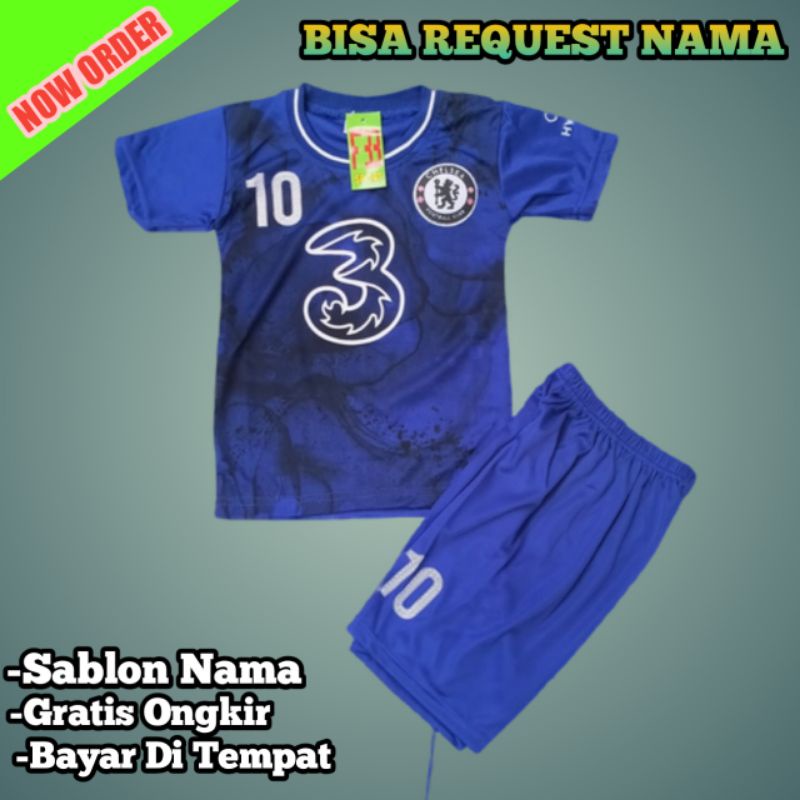 Mulkids. setelan Jersey Bola kaos Chealse Anak laki Laki 2-12 Tahun Pakaian Olahraga SepakBola Terbaru