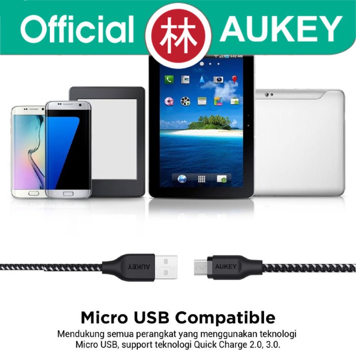 Aukey CB-AM1 Data Cable Micro USB Braided Nylon Series 1m