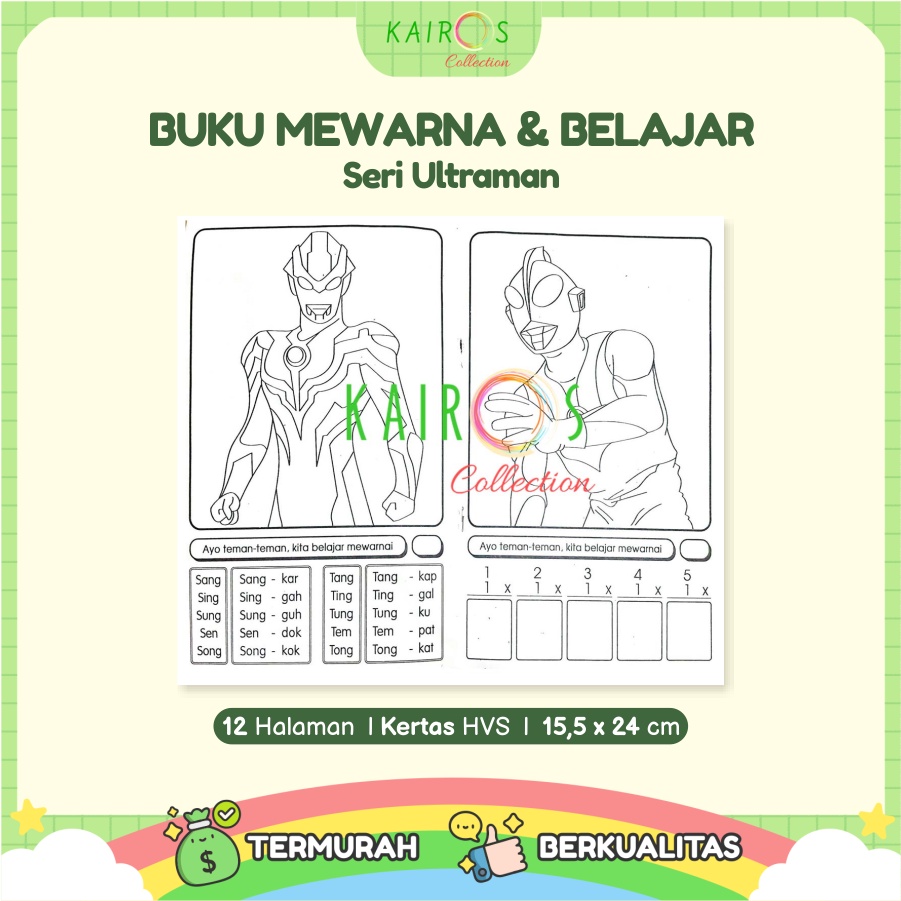 Buku Mewarna Anak Belajar Warna Motif Ultramen