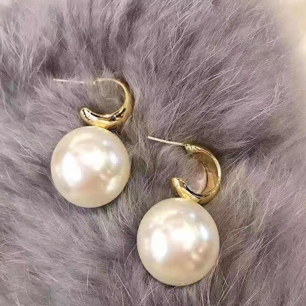 【COD Tangding】Simple Pearl Earrings Female Korean Internet Personality Earstuds Fashion Accessories