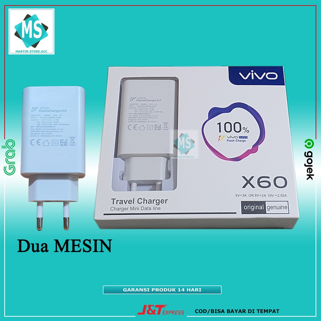 Charger Vivo Original 100% Fast Charging 9V-2A / Charger Vivo V11 V9 V7 V5 V5max V3max Y95 Y91 Y71