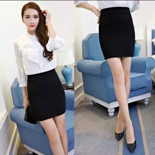 Rok Span Formal Hitam Polos Kerja 7/8/ Rok Span scuba / Rok Span Jumbo / Rok Scuba 7/8 /Rok Dinas/Ro