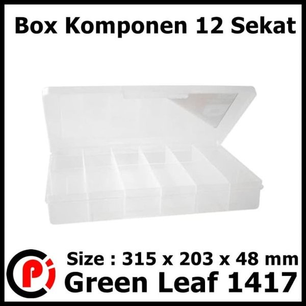 GREENLEAF 1417 REIKO KOTAK PERKAKAS STORAGE BOX 12 SEKAT GREEN LEAF