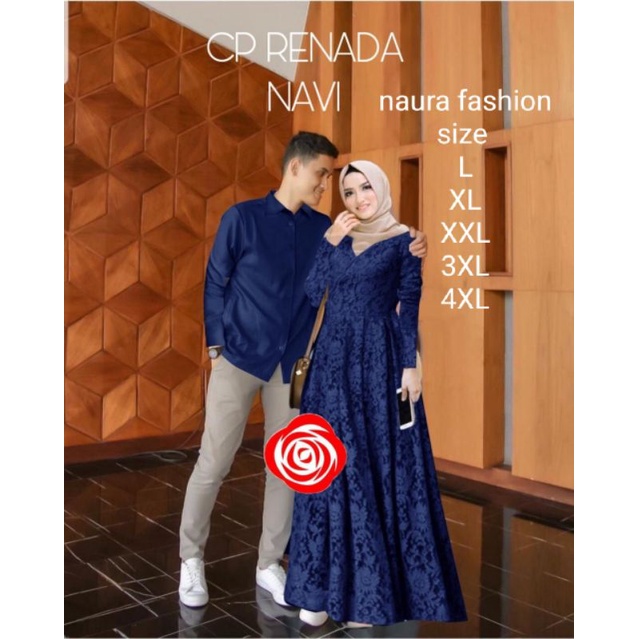 BAJU COUPLE RENADA(SIZE L,XL,XXL,XXXL) BRUKAT LAPIS FURING /SIZE JUMBO / GAMIS COUPLE KONDANGAN