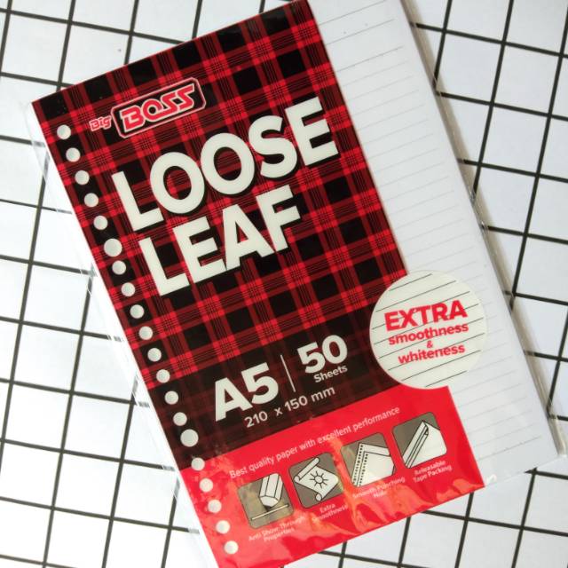 

Loose Leaf Big Boss A5 Garis/Polos 50 Lembar