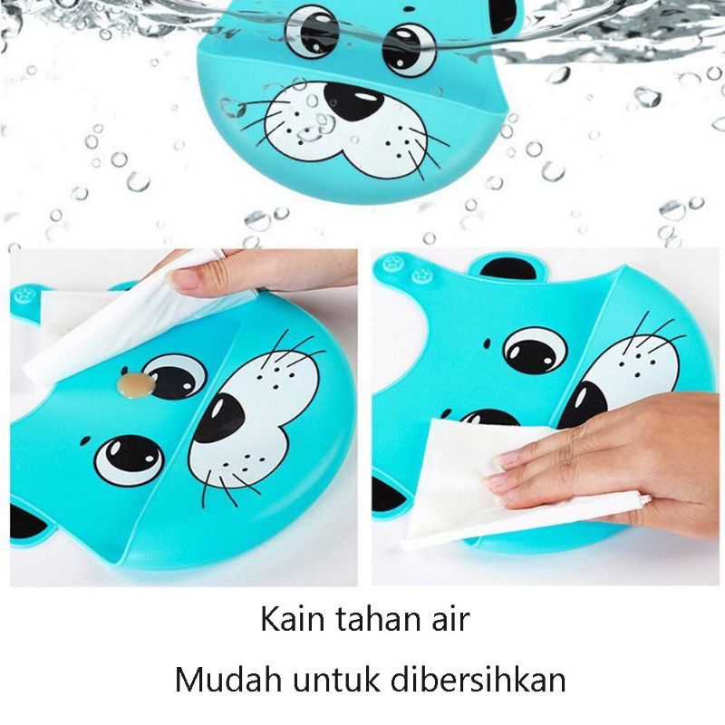 Slabber Silicone Bib silikon celemek makan bayi anti tumpah mudah dibersihkan