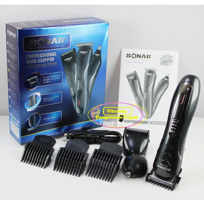 Sonar SN-5802 Alat Cukur Rambut / Clipper Trimmer Grooming Alat Potong Rambut 3 IN 1