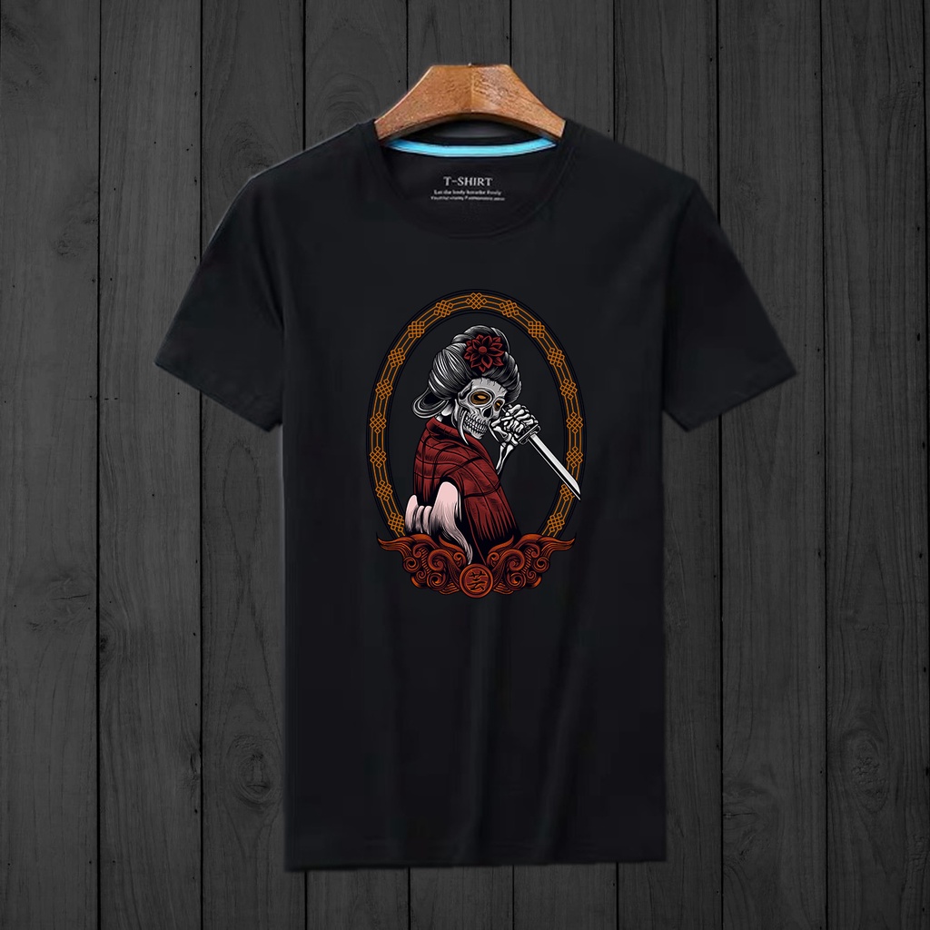 Kaos Tshirt Pria Geisha Atasan Lengan Pendek Baju Basic Jepang