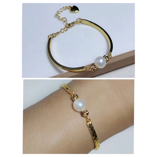 Gelang rhodium lapis emas 18k Mutiara air Laut asli lombok Aksesoris Perhiasan mutiara asli lombok b