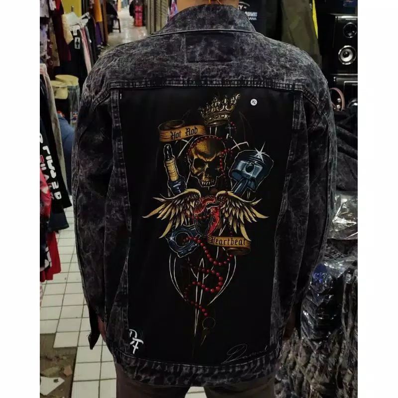 JAKET JEANS DENIM SKULL RANDOM SANDWASH PREMIUM BEST SELLER