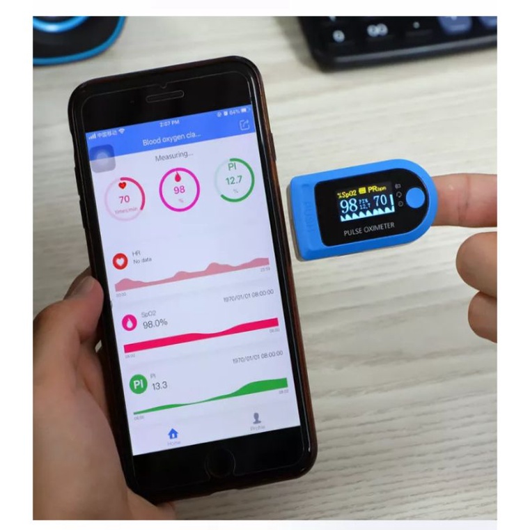 Bluetooth OXIMETER Sinkronisasi dengan Smartphone melalui aplikasi Smart Wear