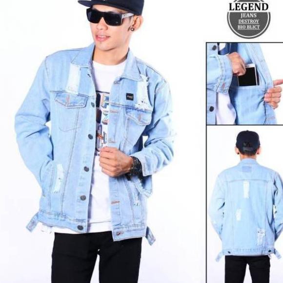 BEST SELLER Jaket levis cowok motif polos pria sandwash black merah maron brown coklat abu abu hi